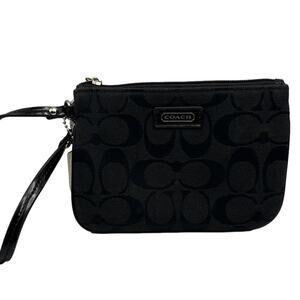 COACH Black Signature Canvas Wristlet